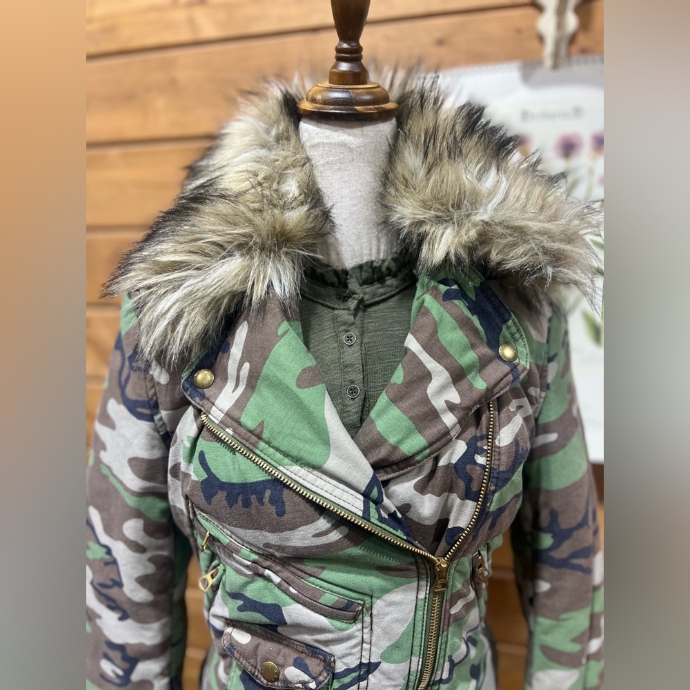 Denim & Supply Ralph Lauren Camo Moto Jacket w/ Faux Fur Collar Deadstock Size M - Picture 5 of 16